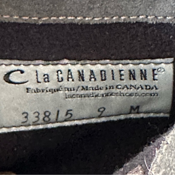 La CANADIENNE Gray Suede Heeled Bootie Leather Ankle Boot Winter Boot Size 9 - Picture 5 of 7